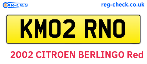 KM02RNO are the vehicle registration plates.