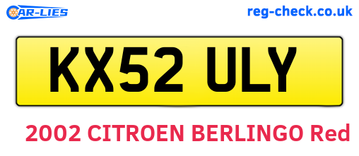 KX52ULY are the vehicle registration plates.