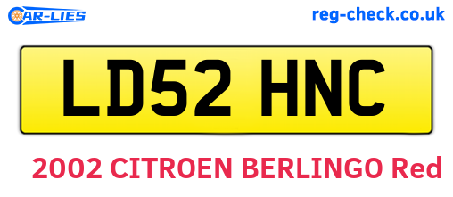 LD52HNC are the vehicle registration plates.