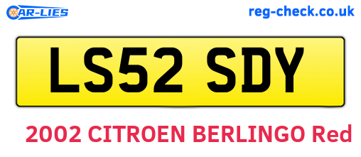 LS52SDY are the vehicle registration plates.