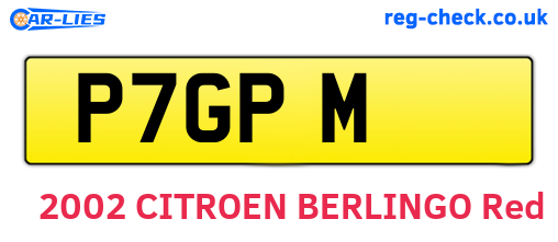 P7GPM are the vehicle registration plates.