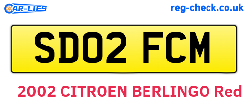 SD02FCM are the vehicle registration plates.