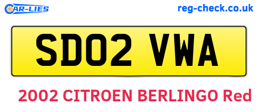 SD02VWA are the vehicle registration plates.