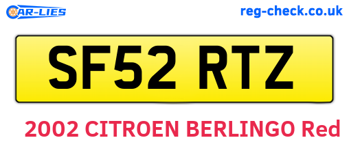 SF52RTZ are the vehicle registration plates.