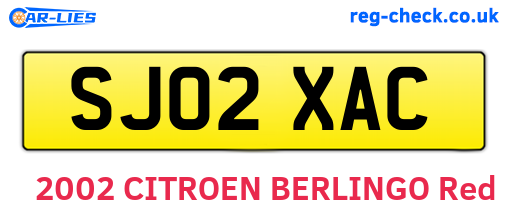 SJ02XAC are the vehicle registration plates.