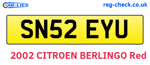 SN52EYU are the vehicle registration plates.