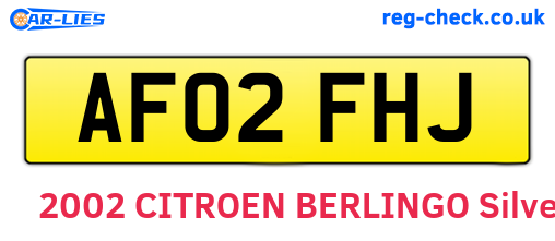 AF02FHJ are the vehicle registration plates.