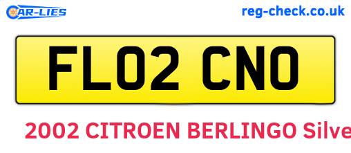 FL02CNO are the vehicle registration plates.