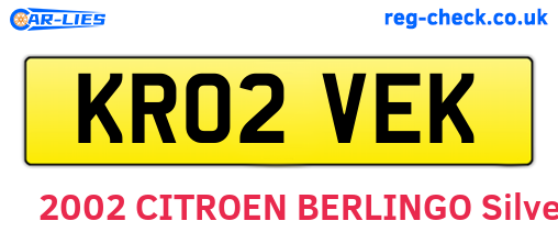 KR02VEK are the vehicle registration plates.