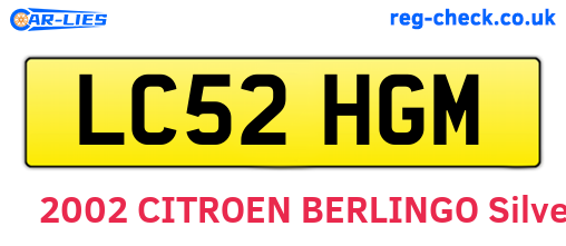LC52HGM are the vehicle registration plates.