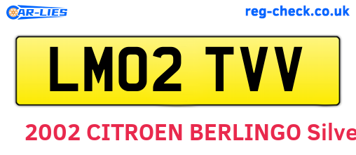 LM02TVV are the vehicle registration plates.