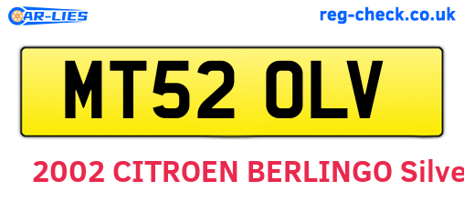 MT52OLV are the vehicle registration plates.
