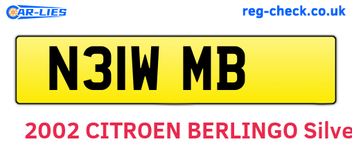 N31WMB are the vehicle registration plates.