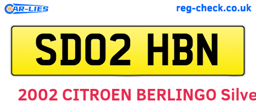 SD02HBN are the vehicle registration plates.