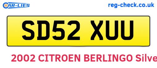 SD52XUU are the vehicle registration plates.