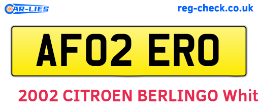 AF02ERO are the vehicle registration plates.