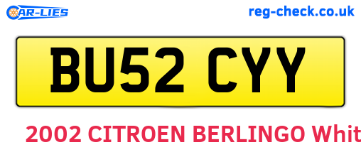 BU52CYY are the vehicle registration plates.