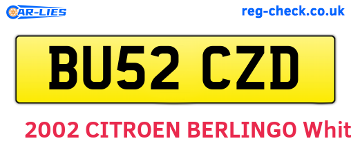 BU52CZD are the vehicle registration plates.