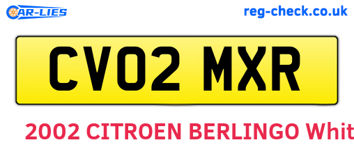 CV02MXR are the vehicle registration plates.