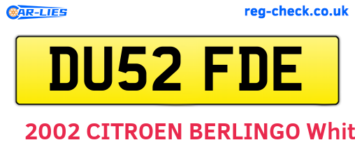 DU52FDE are the vehicle registration plates.