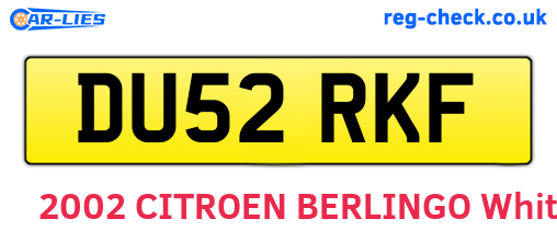 DU52RKF are the vehicle registration plates.
