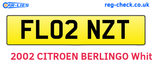 FL02NZT are the vehicle registration plates.