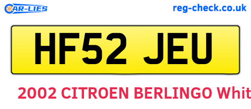 HF52JEU are the vehicle registration plates.