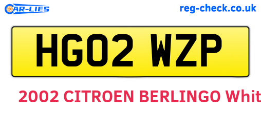 HG02WZP are the vehicle registration plates.
