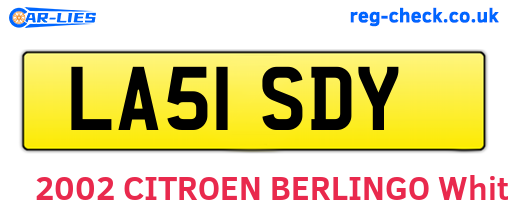 LA51SDY are the vehicle registration plates.
