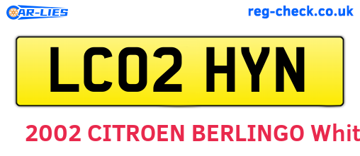 LC02HYN are the vehicle registration plates.