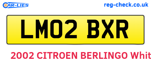LM02BXR are the vehicle registration plates.