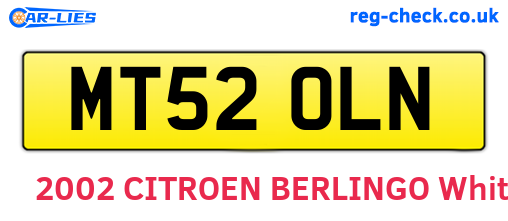 MT52OLN are the vehicle registration plates.