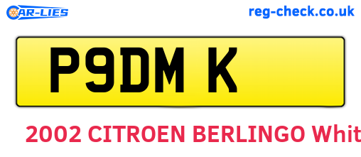 P9DMK are the vehicle registration plates.