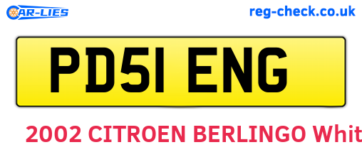 PD51ENG are the vehicle registration plates.