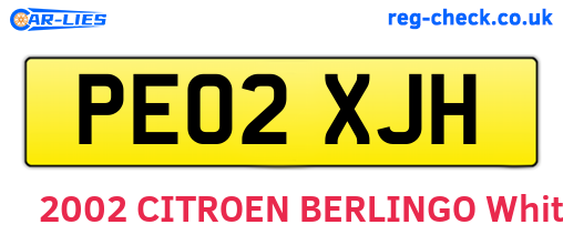 PE02XJH are the vehicle registration plates.
