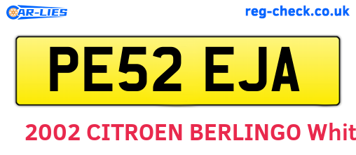 PE52EJA are the vehicle registration plates.