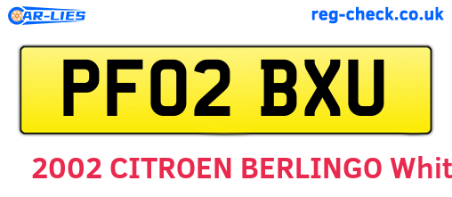 PF02BXU are the vehicle registration plates.