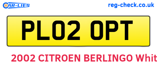 PL02OPT are the vehicle registration plates.