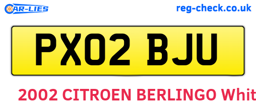 PX02BJU are the vehicle registration plates.