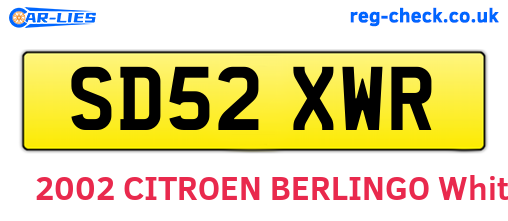 SD52XWR are the vehicle registration plates.