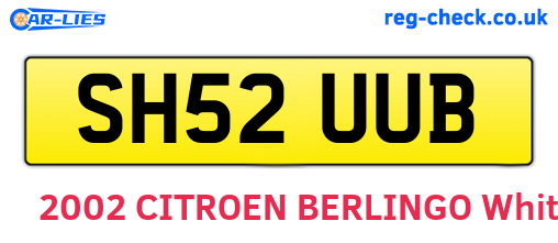 SH52UUB are the vehicle registration plates.