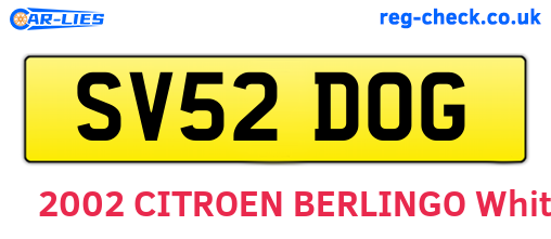 SV52DOG are the vehicle registration plates.