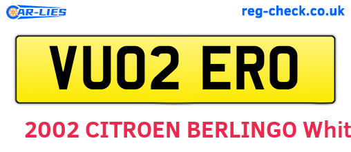 VU02ERO are the vehicle registration plates.