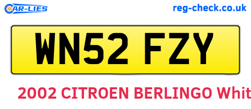 WN52FZY are the vehicle registration plates.