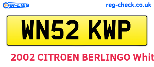 WN52KWP are the vehicle registration plates.