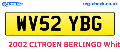 WV52YBG are the vehicle registration plates.