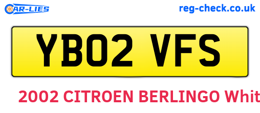 YB02VFS are the vehicle registration plates.
