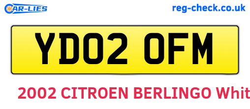 YD02OFM are the vehicle registration plates.