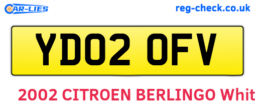 YD02OFV are the vehicle registration plates.