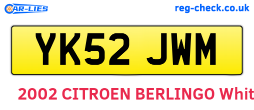 YK52JWM are the vehicle registration plates.